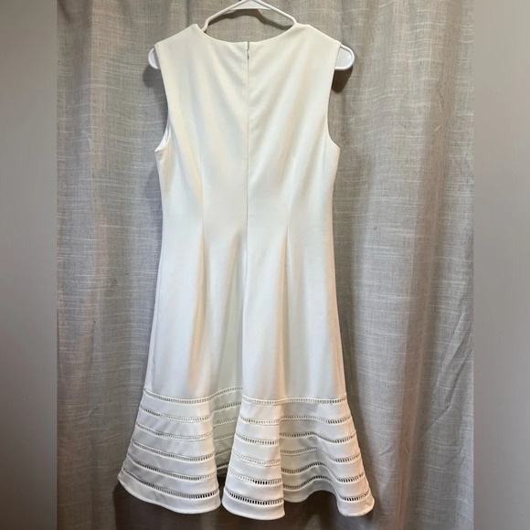 Calvin Klein | White Sleeveless Sheath with Flounce Skirt Dress - Picture 4 of 7